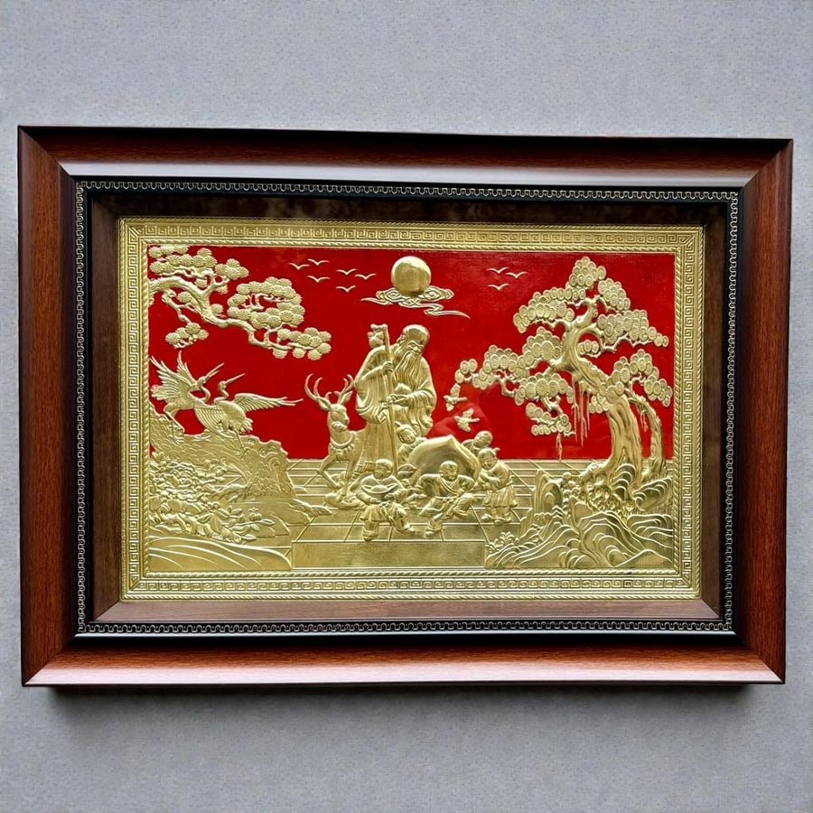 tranh đồng mừng thọ cụ ông