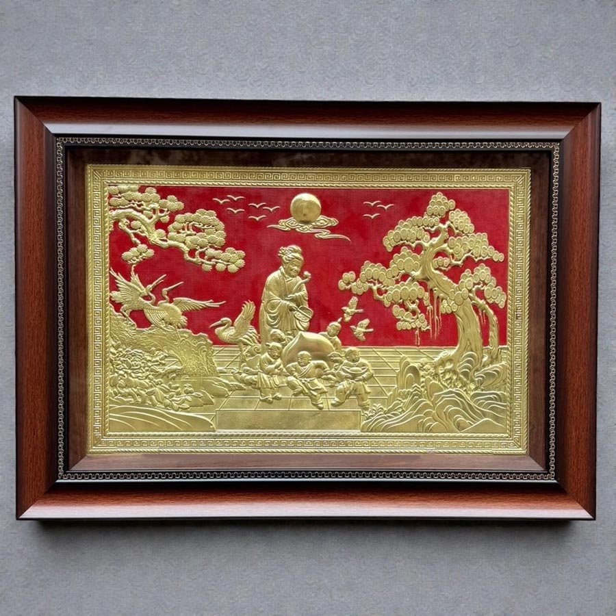 tranh đồng mừng thọ cụ bà