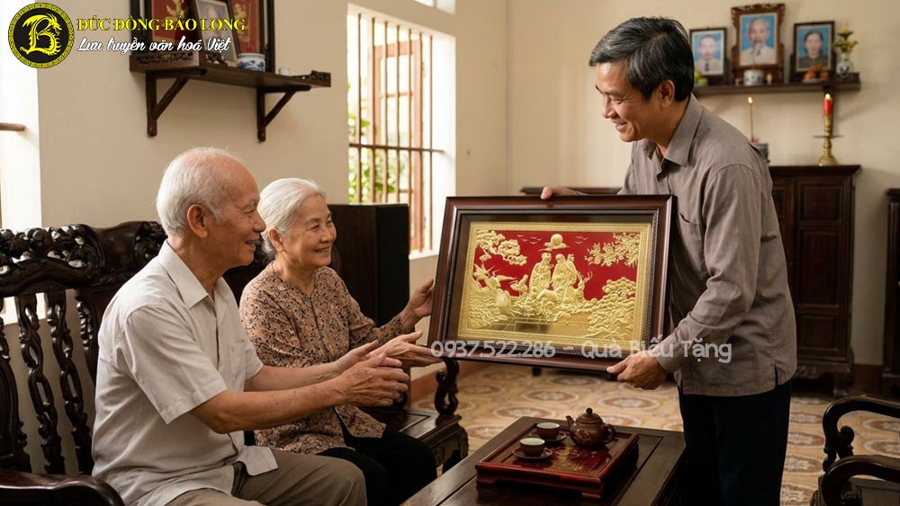 Tranh đồng mừng thọ cụ ông cụ bà có độ hoàn thiện tốt