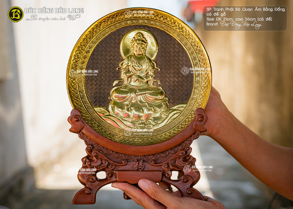 tranh Mâm Phật Bà Quan Âm Đk 20cm để bàn