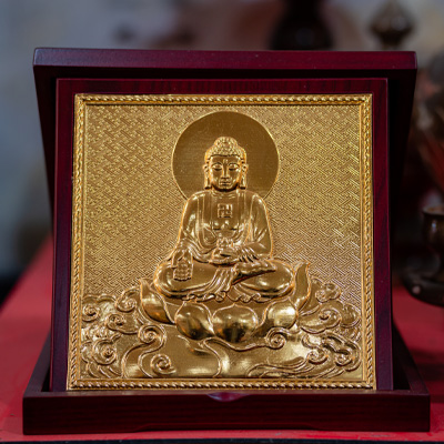 Tranh Đức Phật Bằng Đồng Mạ Vàng 24k Để Bàn Cao 24cm 