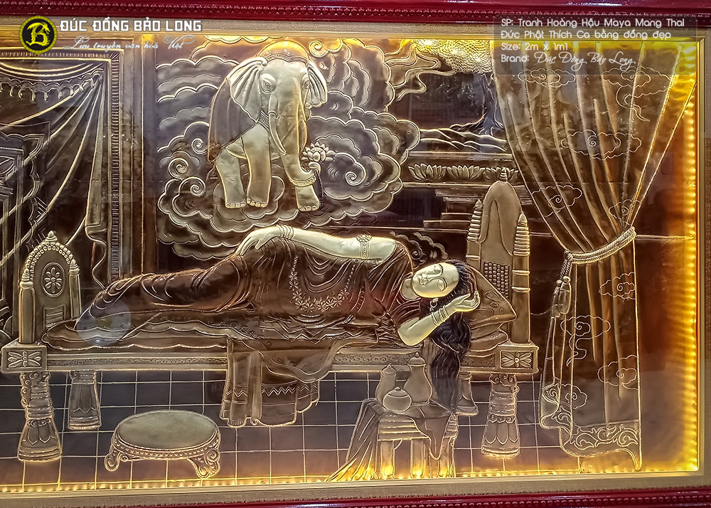 tranh Hoàng hậu maya mang thai phật thích ca 2m x 1m1