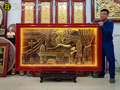 Tranh Hoàng Hậu Maya Mang Thai Đức Phật Thích Ca Bằng Đồng 2m x 1m1