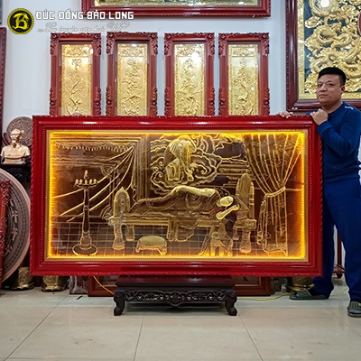 Tranh Hoàng Hậu Maya Mang Thai Đức Phật Thích Ca Bằng Đồng Khổ 2m x 1m1