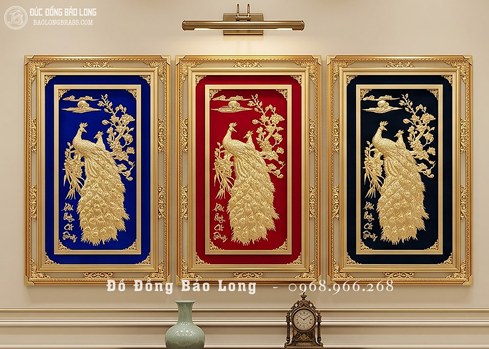 Tranh Phú Quý Cát Tường Bằng Đồng Mạ Vàng 24K Khổ 1m09 x 71cm