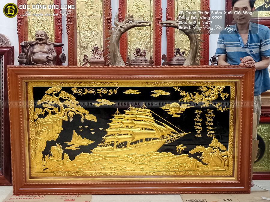 tranh Thuận Buồm Xuôi Gió 1m9 x 1m07 Dát vàng