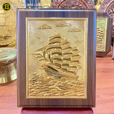 Tranh Thuận Buồm Xuôi Gió Bằng Đồng Vàng 20cm x 25cm Mạ Vàng 24k