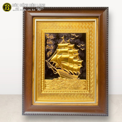 Tranh Thuận Buồm Xuôi Gió Bằng Đồng Mạ Vàng 24k Khổ 28cm x 34cm