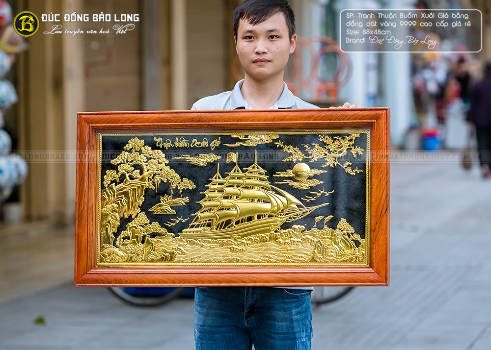 tranh Thuận Buồm Xuôi Gió 48cm x 88cm Dát vàng