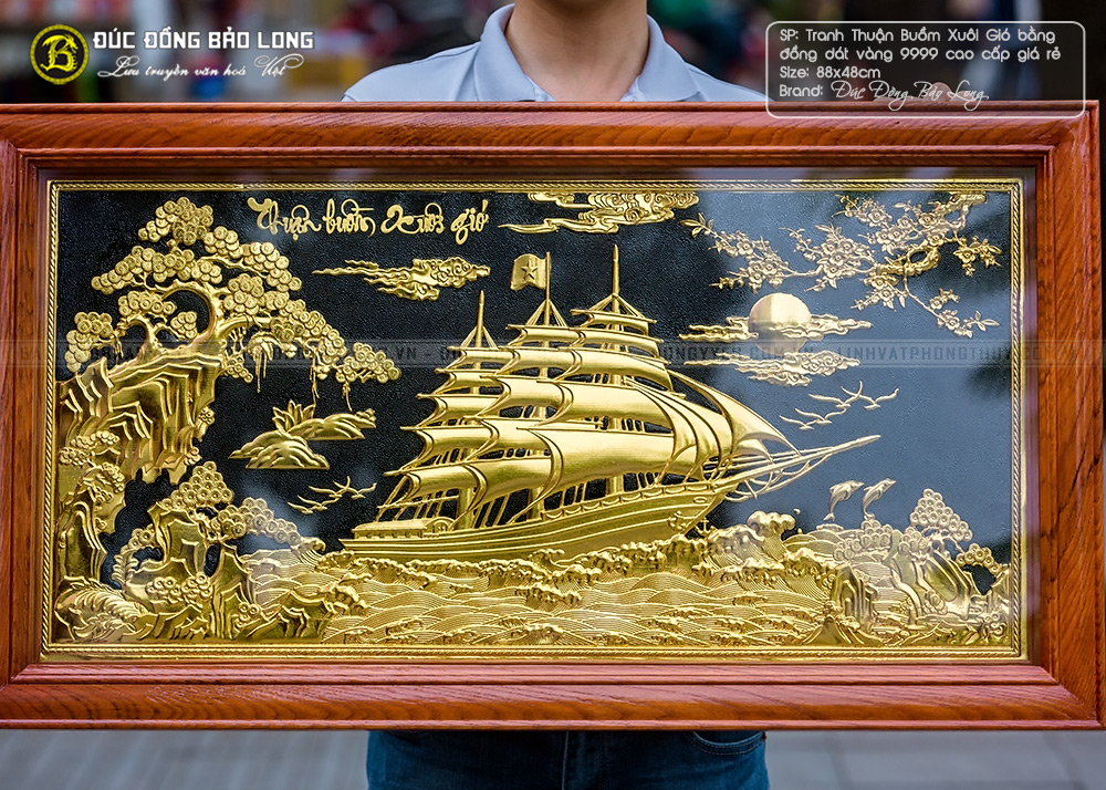 tranh Thuận Buồm Xuôi Gió 48cm x 88cm Dát vàng