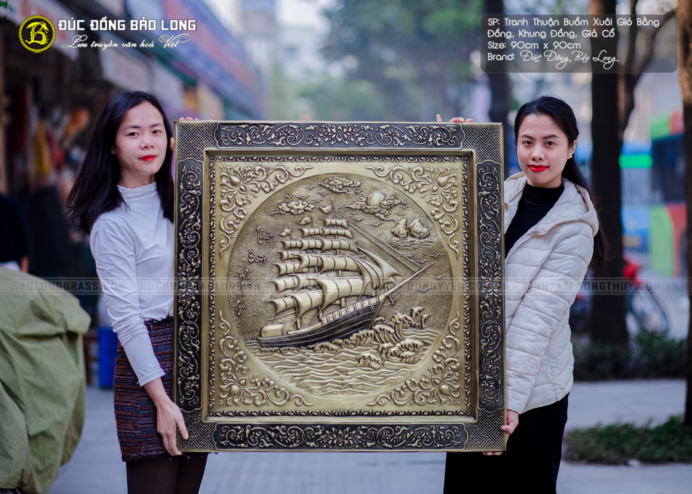 Tranh Thuận Buồm Xuôi Gió bằng đồng khổ vuông 90cm