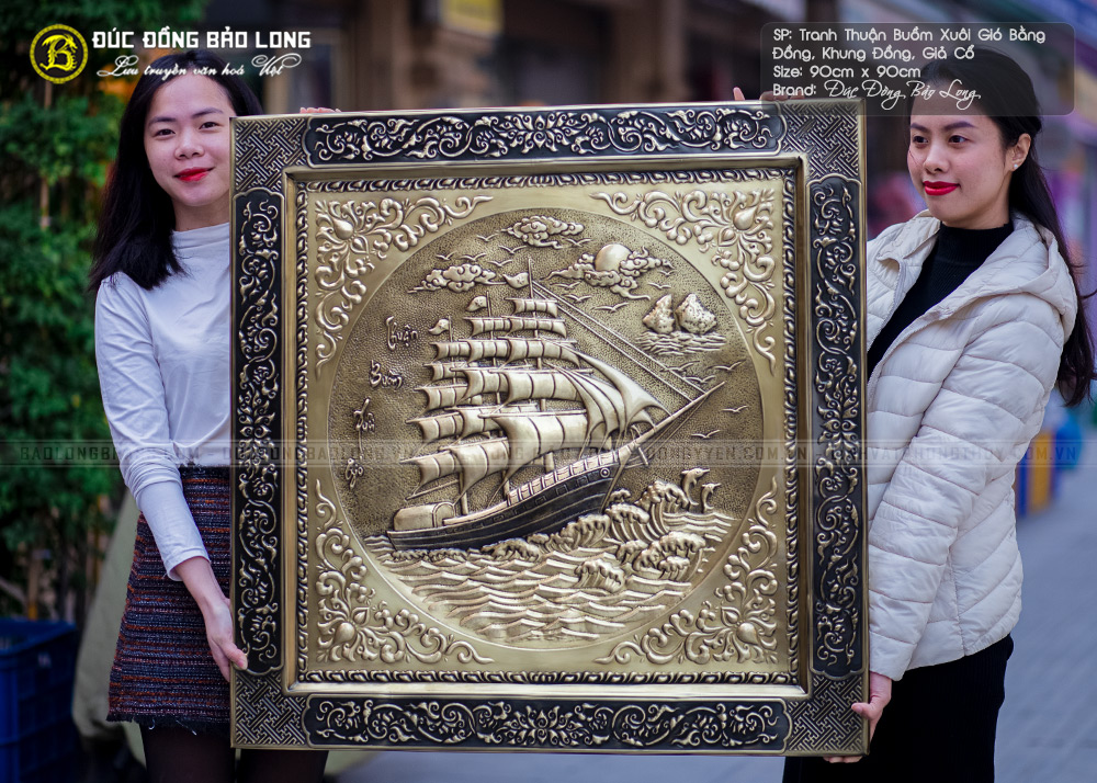 Tranh Thuận Buồm Xuôi Gió bằng đồng khổ vuông 90cm