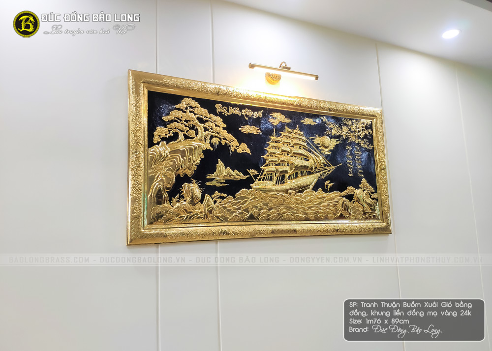 tranh Thuận Buồm Xuôi Gió mạ vàng 1m76x89cm khung đồng