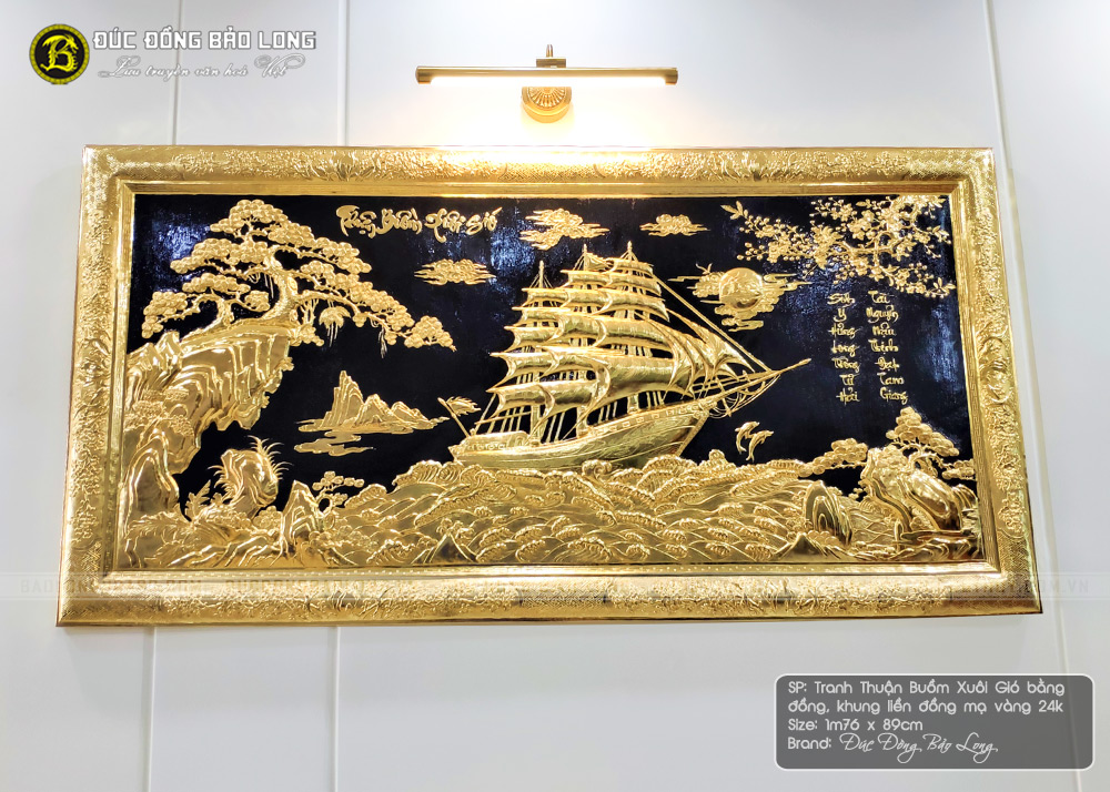 tranh Thuận Buồm Xuôi Gió mạ vàng 1m76x89cm khung đồng