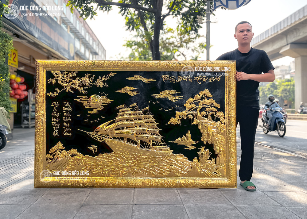 tranh Thuận Buồm Xuôi Gió 1m97 khung đồng Mạ vàng