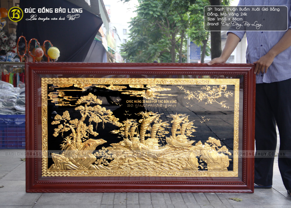 tranh Thuận Buồm Xuôi Gió mạ vàng 1m55x 88cm khung chò chỉ
