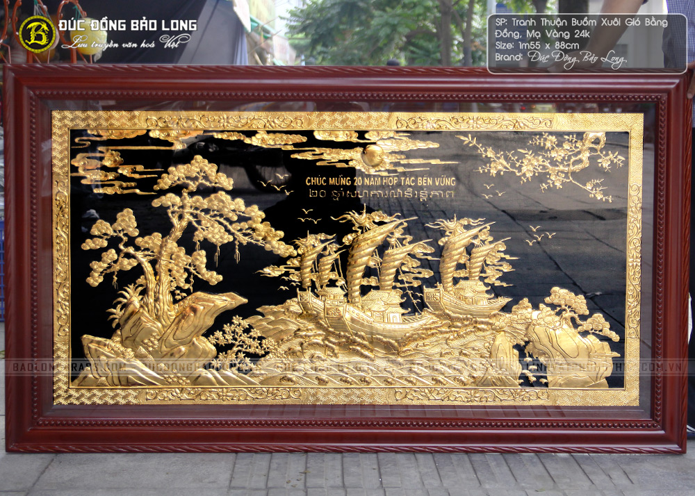 tranh Thuận Buồm Xuôi Gió mạ vàng 1m55x 88cm khung chò chỉ