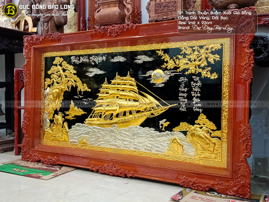 tranh Thuận Buồm Xuôi Gió 1m6 Dát Vàng Bạc