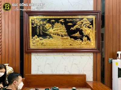 Tranh Thuận Buồm Xuôi Gió Bằng Đồng 2m31 x 1m27 Mạ Vàng 24k