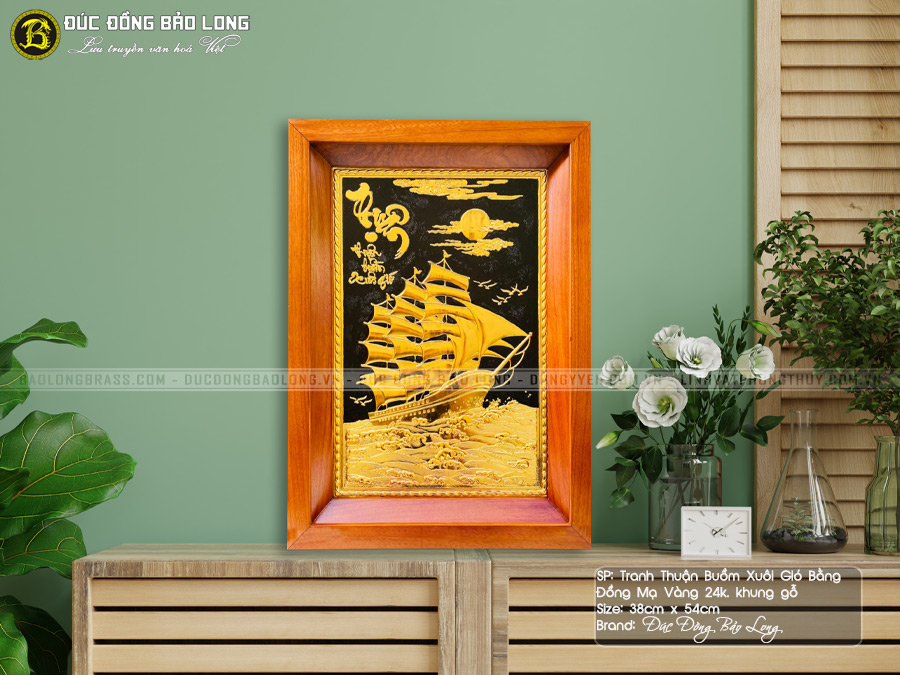 tranh Thuận Buồm Xuôi Gió 38cm Mạ Vàng