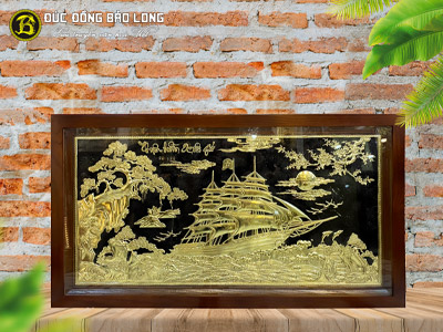 Tranh Thuận Buồm Xuôi Gió Bằng Đồng 48cm x 88cm, khung gỗ