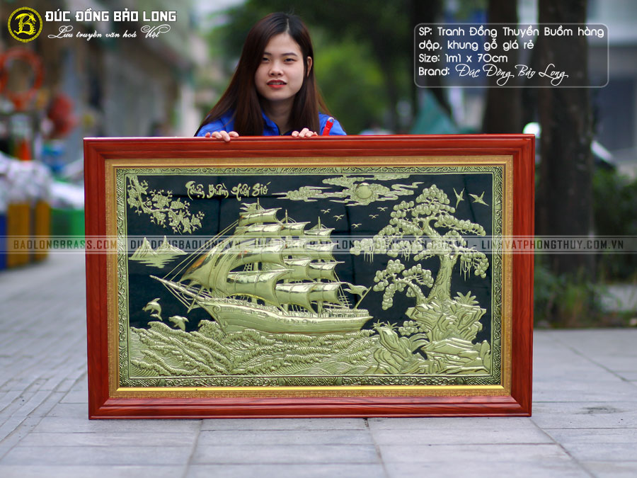 Tranh Thuận Buồm Xuôi Gió Bằng Đồng Nền Đen Khổ 1m1 x 70cm