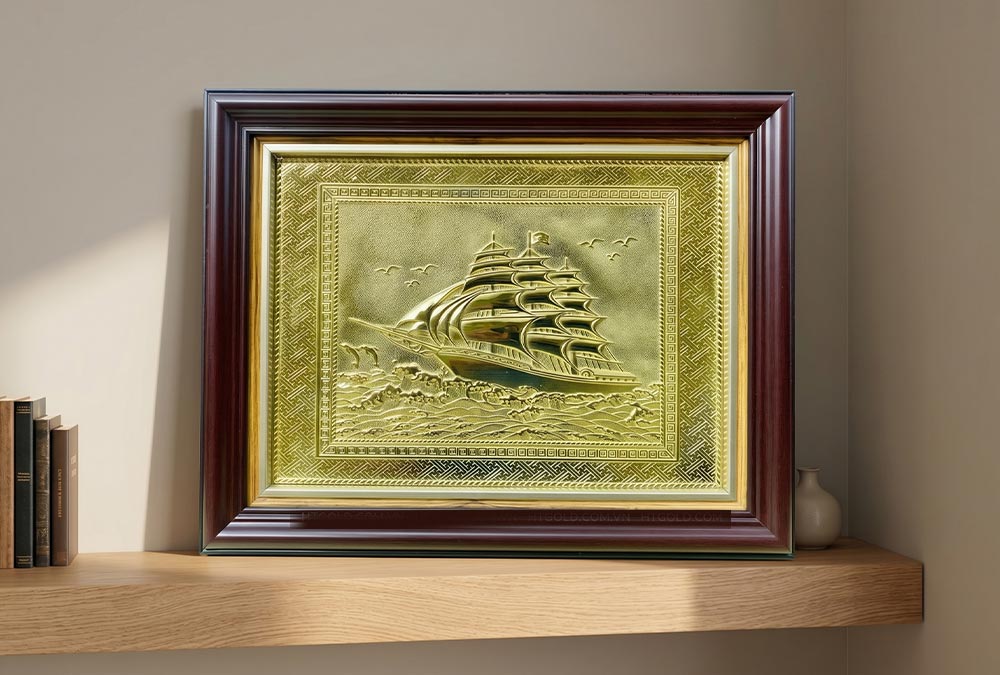 Tranh Thuận Buồm Xuôi Gió Bằng Đồng 28cm x 34cm