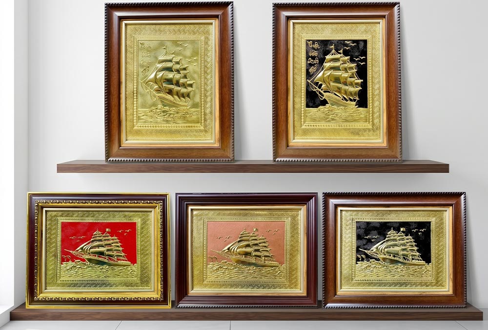 Tranh Thuận Buồm Xuôi Gió Bằng Đồng 28cm x 34cm