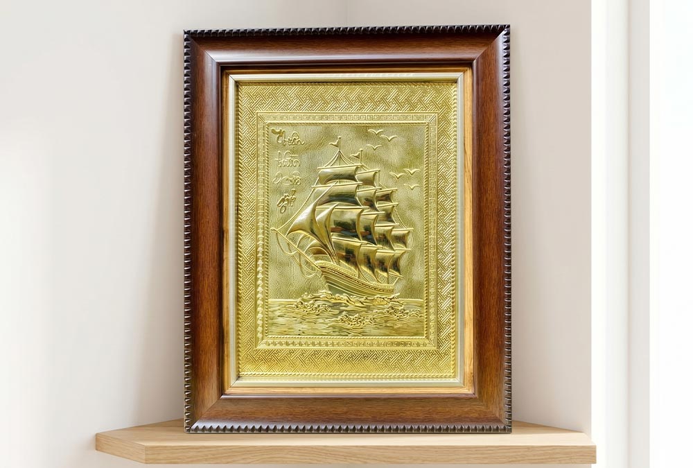 Tranh Thuận Buồm Xuôi Gió Bằng Đồng 28cm x 34cm