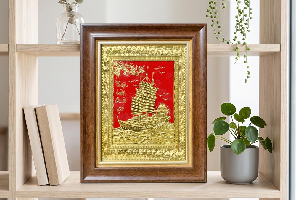 Tranh Thuận Buồm Xuôi Gió Bằng Đồng Khổ 28cm x 34cm