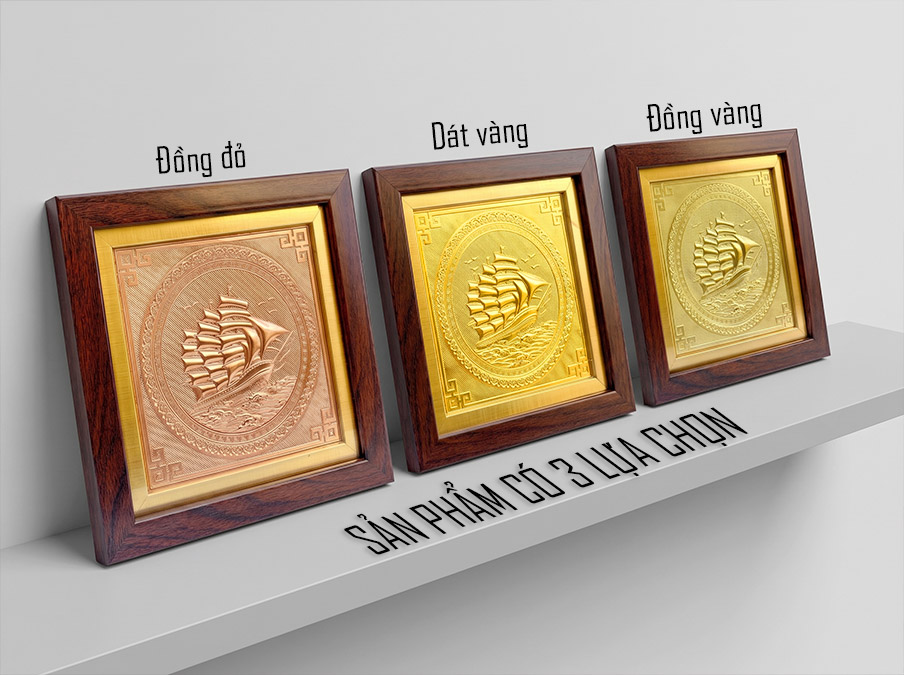 Tranh Thuận Buồm Xuôi Gió Bằng Đồng khổ vuông 20cm