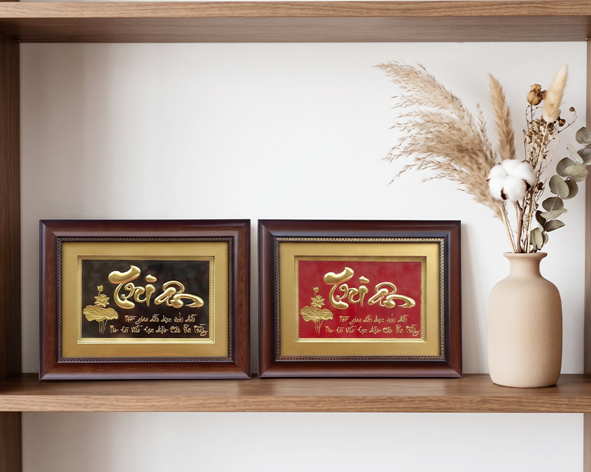 Tranh Chữ Tri Ân Bằng Đồng Khổ 32cm x 42cm