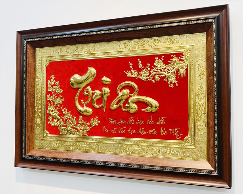 Tranh Chữ Tri Ân Bằng Đồng Khổ Ngang 50cm x 80cm