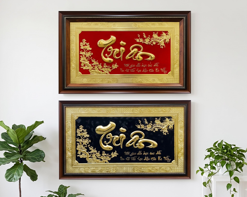 Tranh Chữ Tri Ân Bằng Đồng Khổ Ngang 50cm x 80cm