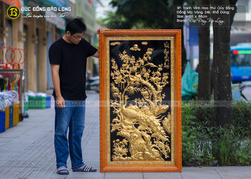 tranh Vinh Hoa Phú Quý mạ vàng 1m55x88cm khổ đứng