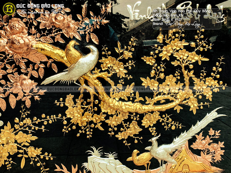 tranh Vinh Hoa Phú Quý Mạ Điểm Vàng Bạc 2m31