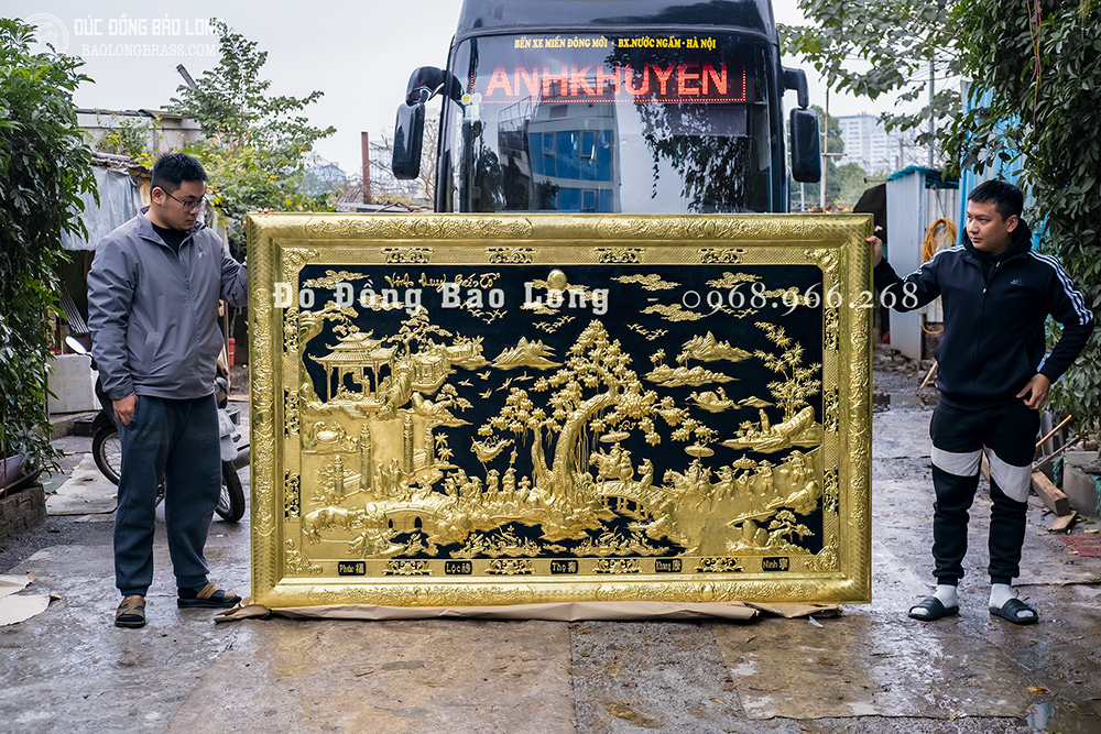 Tranh Đồng Vinh Quy Bái Tổ Khung Liền Đồng Khổ 2m37 x 1m5Tranh Đồng Vinh Quy Bái Tổ Khung Liền Đồng Khổ 2m37 x 1m5