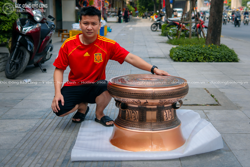 quả trống đồng Ngọc Lũ ĐK 60cm đúc thủ công