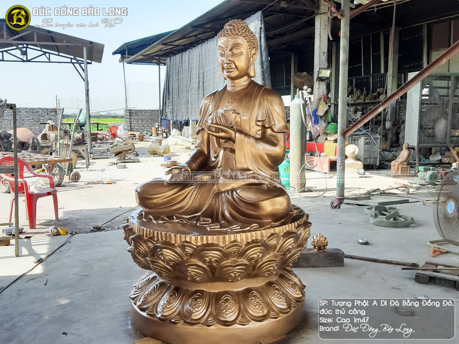 Tượng Phật A Di Đà bằng đồng đỏ cao 1m47