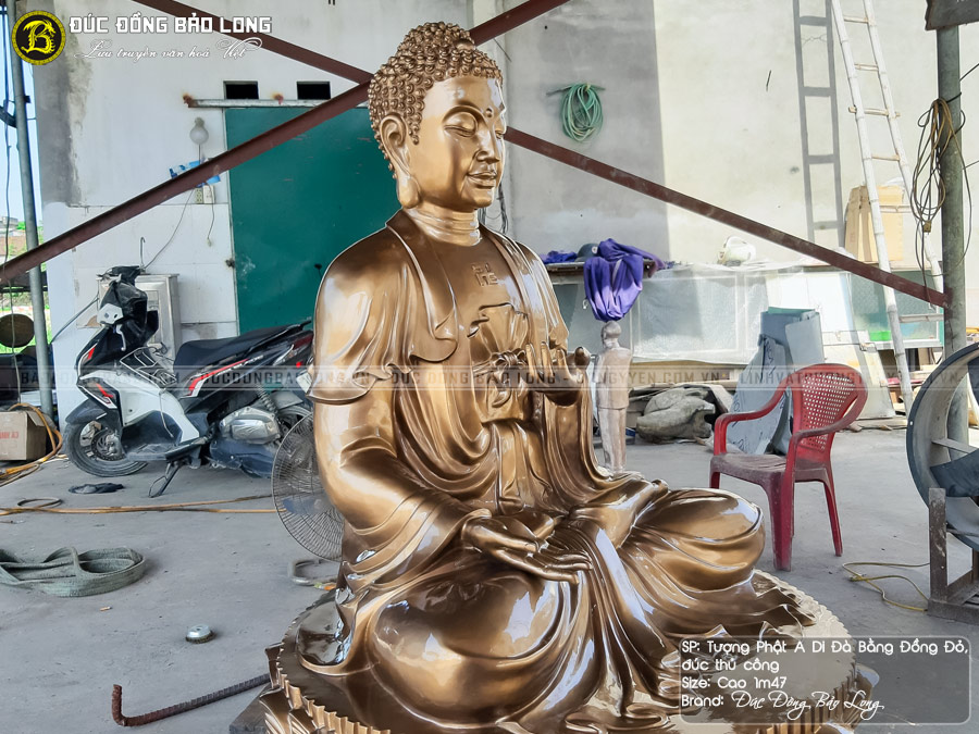 Tượng Phật A Di Đà bằng đồng đỏ cao 1m47