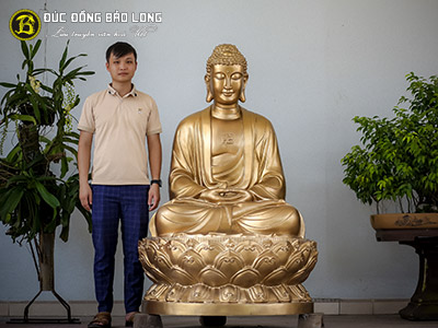 Tượng Phật A Di Đà Bằng Đồng Đỏ Cao 1m55
