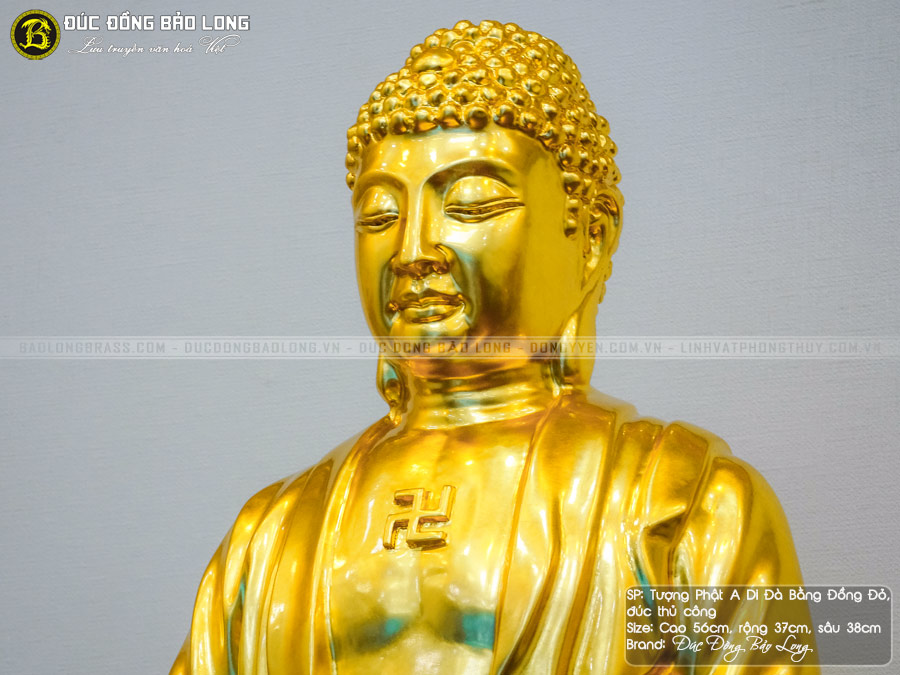 tượng Phật A Di Đà bằng đồng 57cm Dát vàng