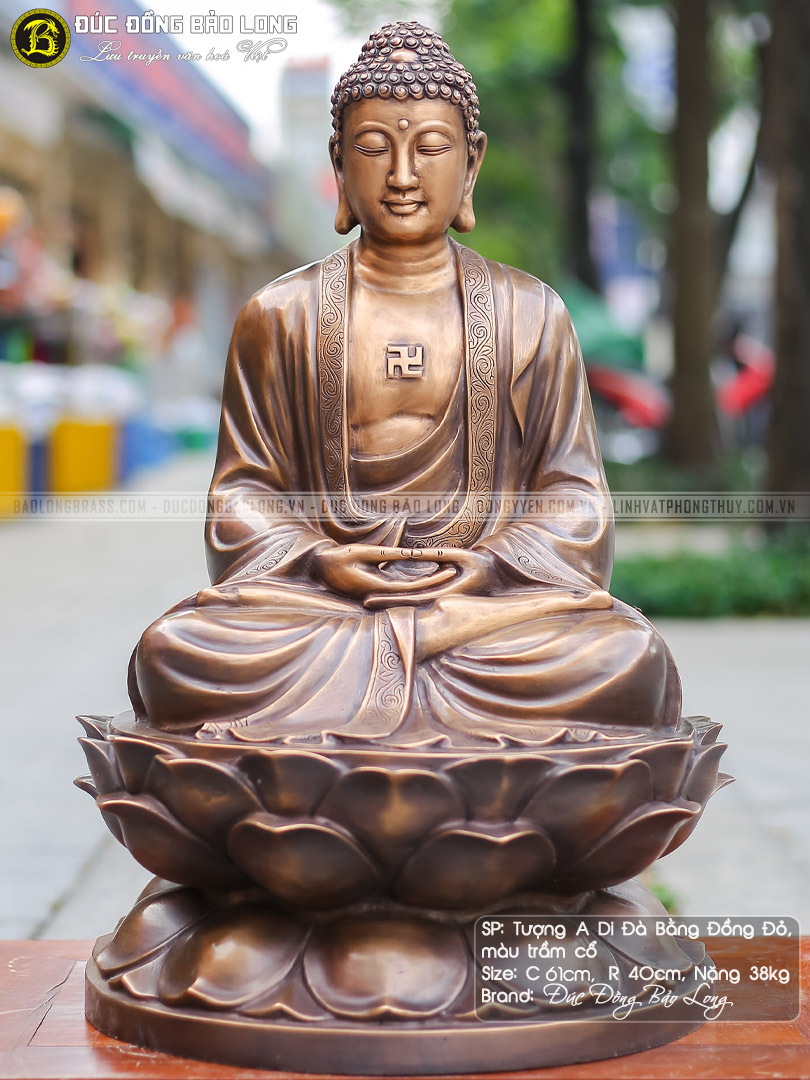 tượng Phật A Di Đà 61cm bằng đồng đo