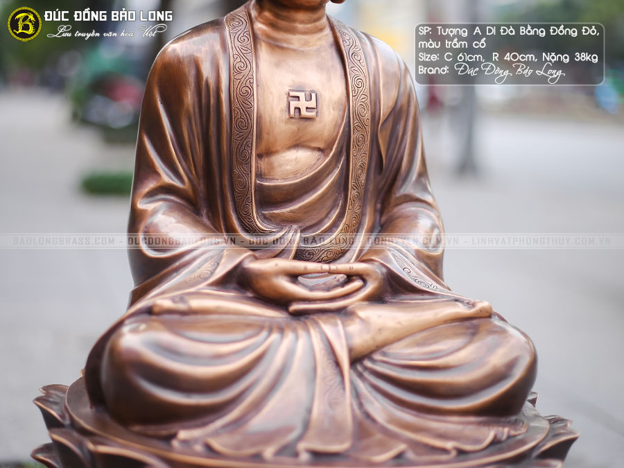 tượng Phật A Di Đà 61cm bằng đồng đo