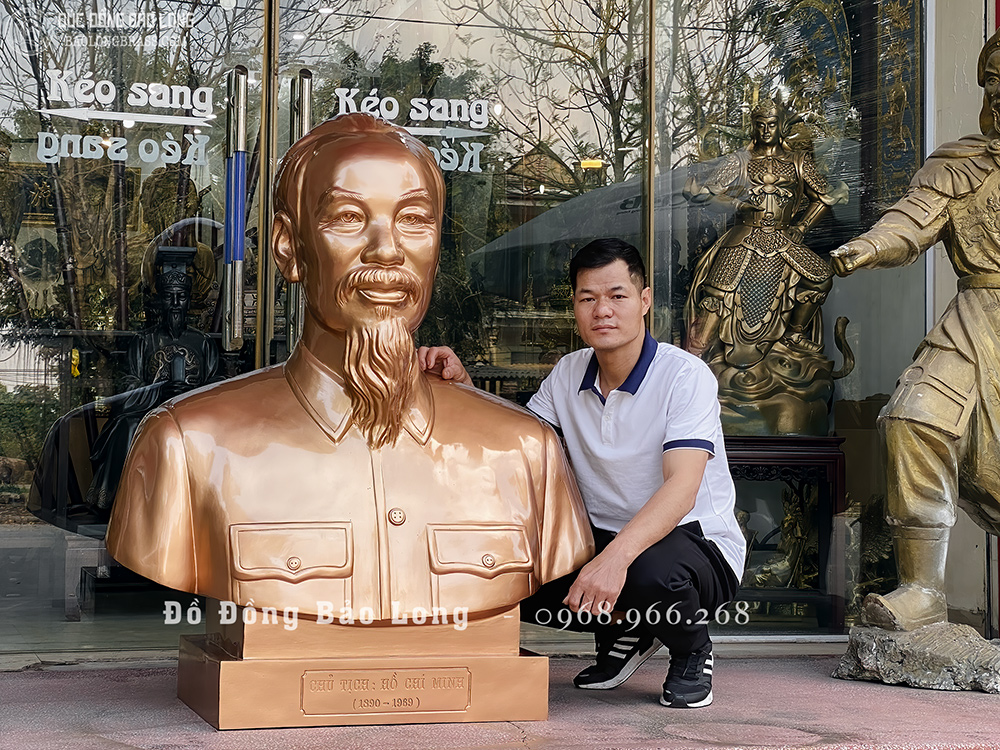 Tượng Đồng Bác Hồ Chân Dung Bán Thân Cao 1m3