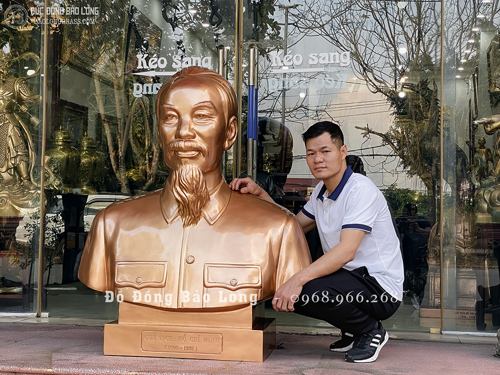 Tượng Đồng Bác Hồ Chân Dung Bán Thân Cao 1m3