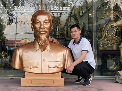 Tượng Bác Hồ Bằng Đồng Đỏ Cao 1m3