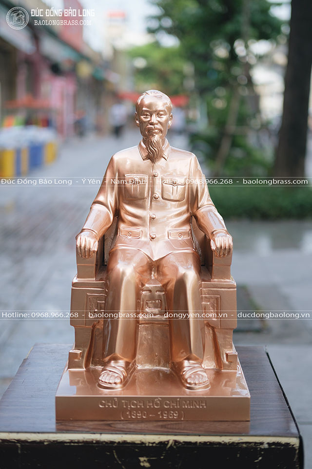 Tượng đồng Bác Hồ ngồi ghế ngai cao 42cm