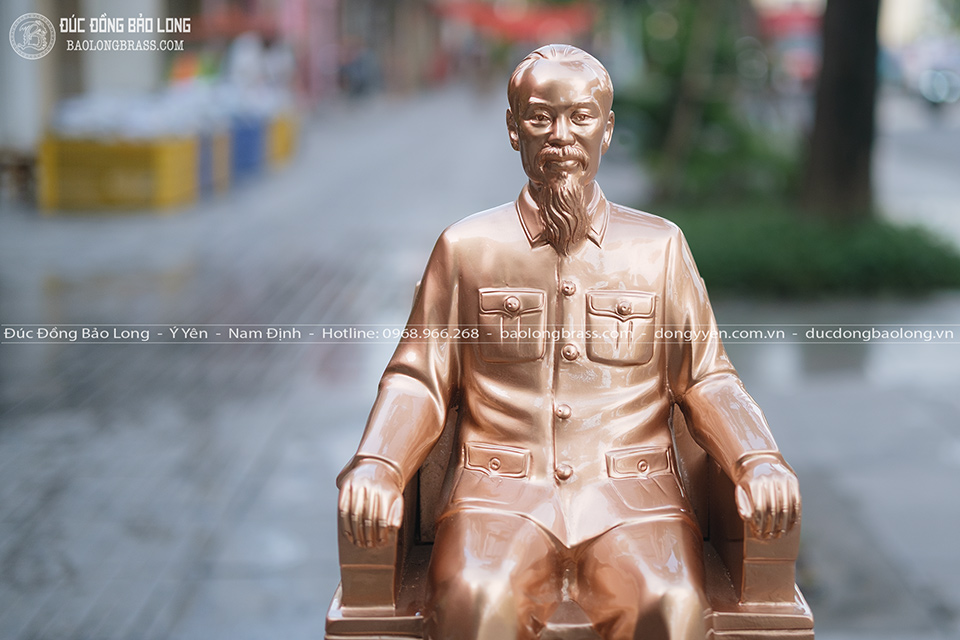 Tượng đồng Bác Hồ ngồi ghế ngai cao 42cm