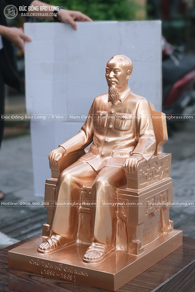 Tượng đồng Bác Hồ ngồi ghế ngai cao 42cm